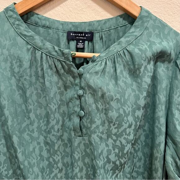 Anthropologie Current Air Green Jacquard Blouse Medium - Picture 9 of 12